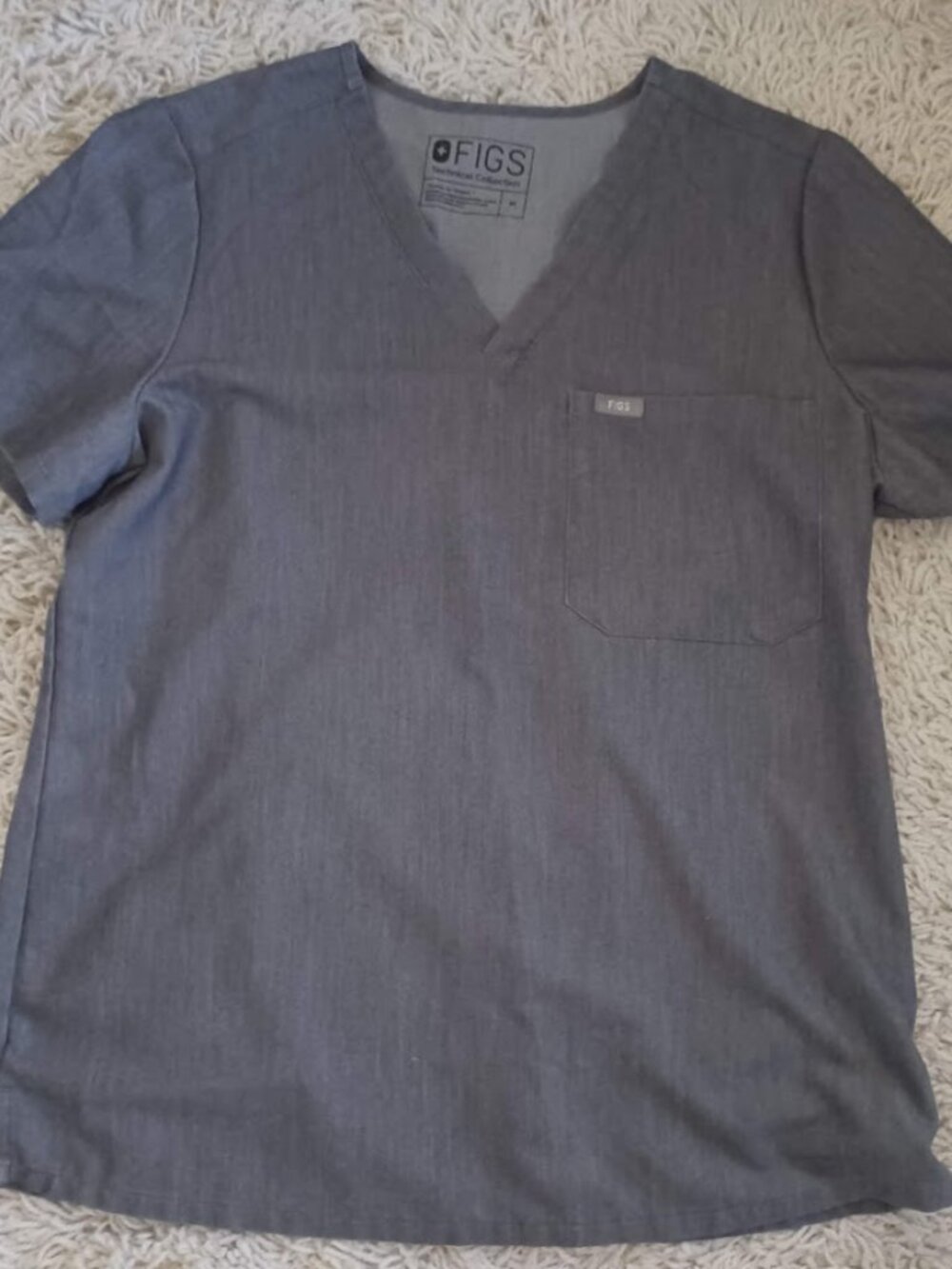 FIGS Catarina Scrub Top Womens M Gray Technical Collection V Neck FW1000
